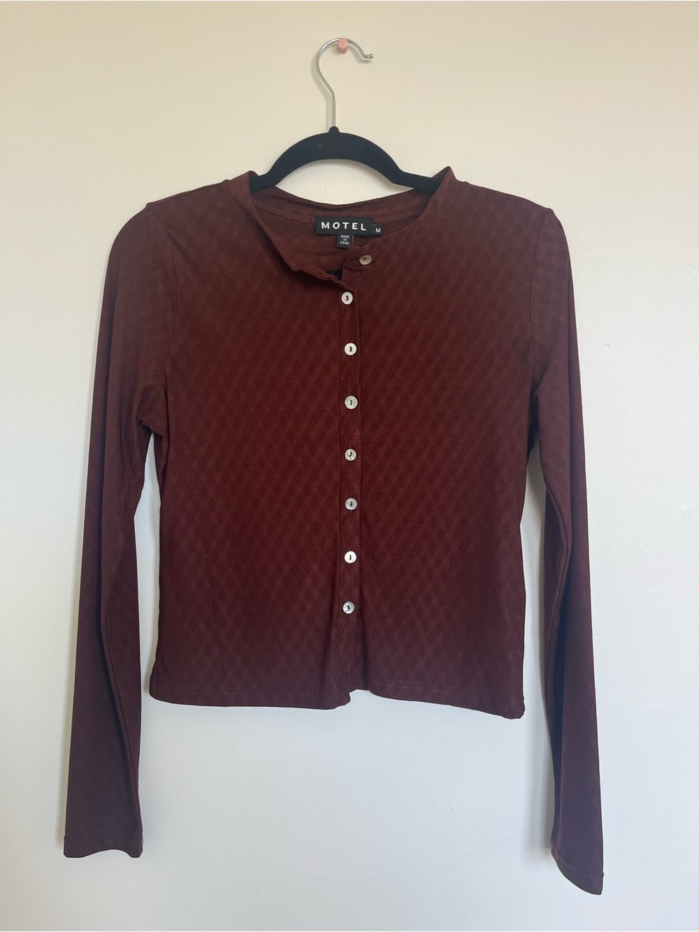 Motel Rocks Brown Sheer Button-Down Top - Picture 3 of 5